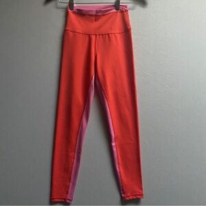 Wilo Anthropologie Active Bright Orange/Pink Activewear Leggings Size XS